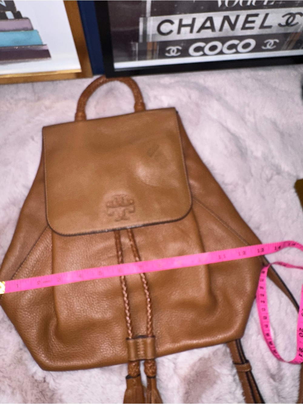 🎒 Tory Burch Thea Leather Backpack – Cognac Brown - Picture 15 of 16